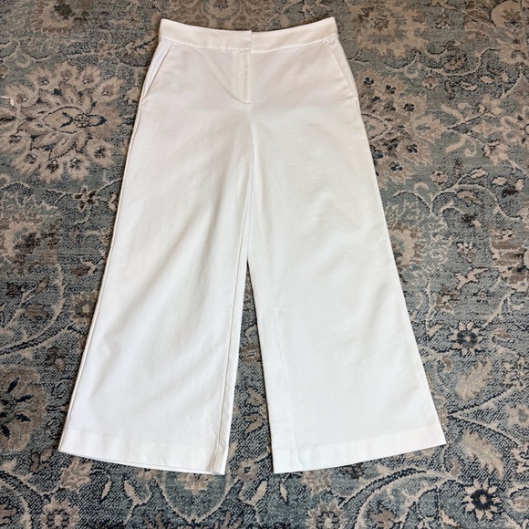 LOFT Pants - LOFT White Cropped Wide-Leg Trousers High Rise Size 6 EUC